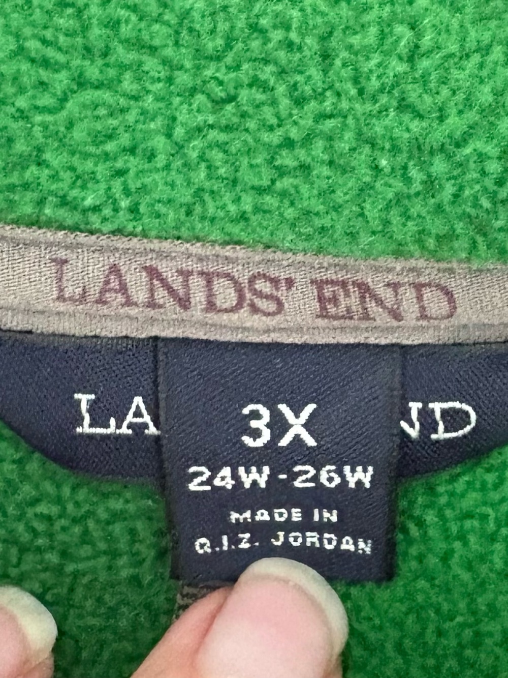Lands' End Green Fleece Jacket - 3X - Picture 3 of 5